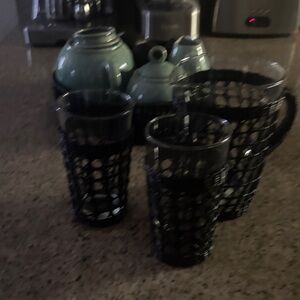 Black Woven Glass Set 3 pc